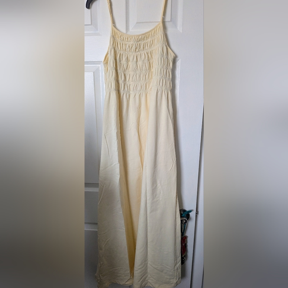 Grade & Gather Cotton Yellow Maxi Ruched M - Picture 3 of 6